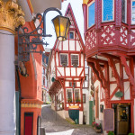 The medieval market square of Bernkastel-Kues, Germany. The twin