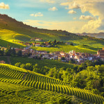 Langhe vineyards panorama, Barolo village, Unesco Site, Piedmont, Northern Italy Europe.