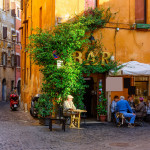 Cozy old street in Trastevere in Rome, Italy