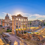 Rome sunrise city skyline at Rome Forum (Roman Forum), Rome, Italy