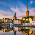 Old town of Lubeck, Germany during sunset