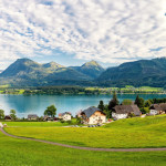 Blick auf den Wolfgangsee im Salzkammergut, Österreich